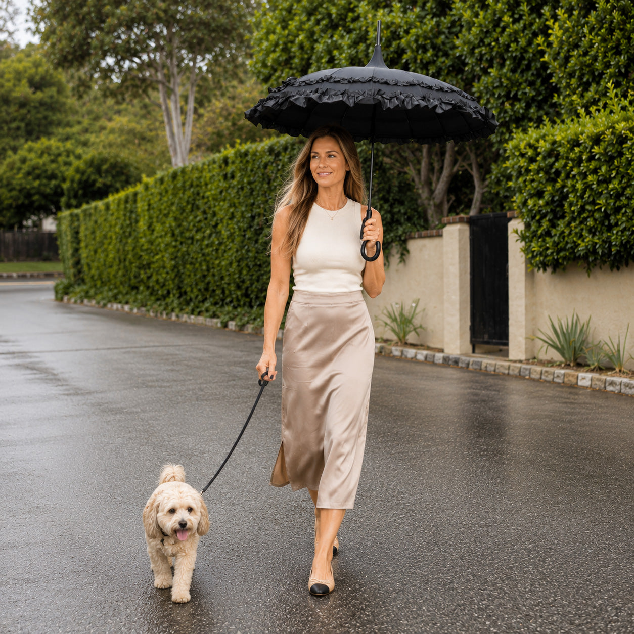 Margaux Black Pagoda Umbrella | Metal Frame | Rain and Sun Protection