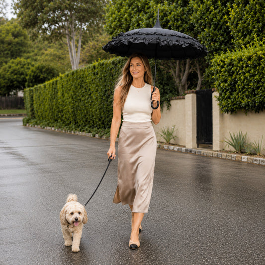 Margaux Black Pagoda Umbrella | Metal Frame | Rain and Sun Protection