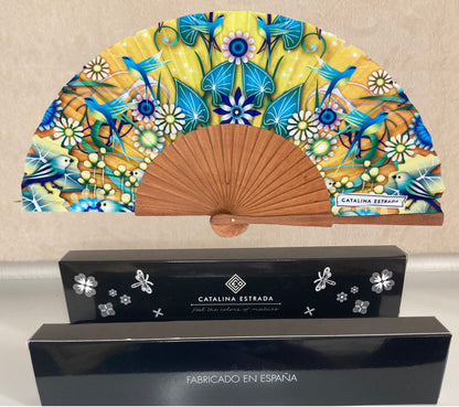 Winged Fantasy Hand Fan Yellow | Catalina Estrada collection | Made in Spain