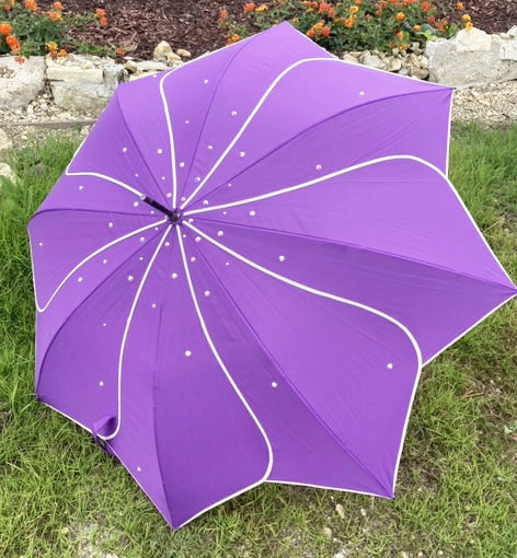 Purple Swirl Umbrella With Aurora Borealis Rhinestones | Decorated By Hand | Waterproof and Great for Shade