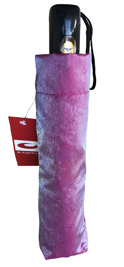 Pink Iridescent Folding Style Umbrella | Floral Design Canopy | High Quality Compact