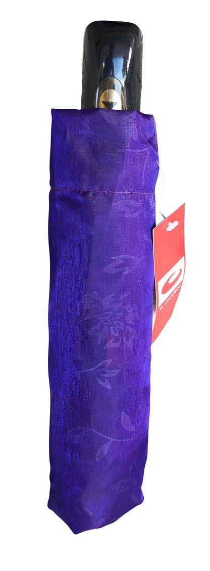 Compact Purple Iridescent Umbrella | Safety Sliding Cap | St. Crawford Collection