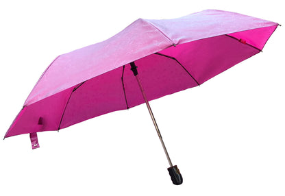 Pink Iridescent Folding Style Umbrella | Floral Design Canopy | High Quality Compact