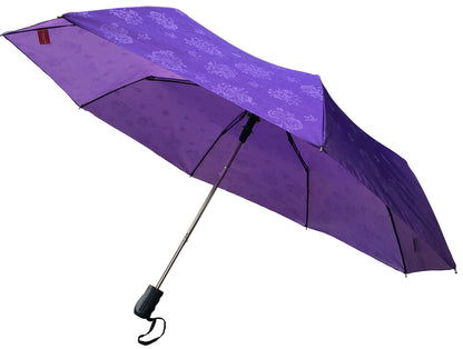 Compact Purple Iridescent Umbrella | Safety Sliding Cap | St. Crawford Collection