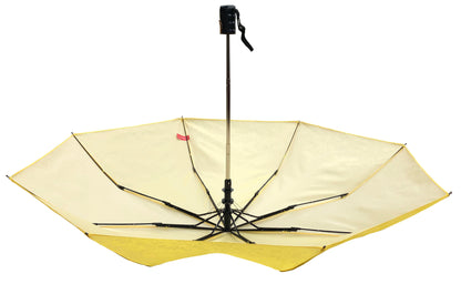 Bright Yellow Iridescent Compact Umbrella | Subtle Floral Embroidered Fabric