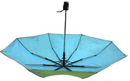 Green Yellow Iridescent Umbrella | 3-Fold Compact | Subtle Floral Design