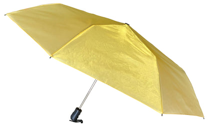 Bright Yellow Iridescent Compact Umbrella | Subtle Floral Embroidered Fabric