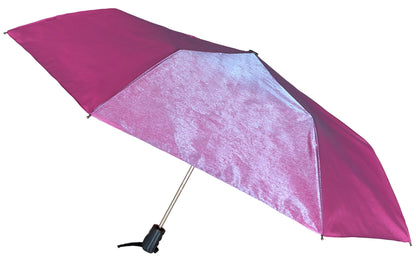 Pink Iridescent Folding Style Umbrella | Floral Design Canopy | High Quality Compact