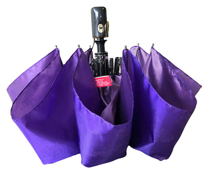 Compact Purple Iridescent Umbrella | Safety Sliding Cap | St. Crawford Collection