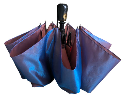 Blue Iridescent Folding Umbrella | Unique Gift Waterproof Sun Protection
