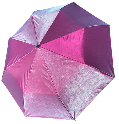 Pink Iridescent Folding Style Umbrella | Floral Design Canopy | High Quality Compact