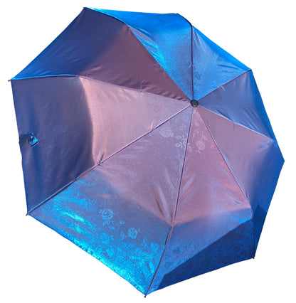 Blue Iridescent Folding Umbrella | Unique Gift Waterproof Sun Protection