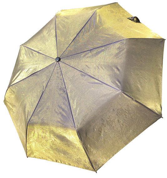 Folding Lavender/ Yellow Iridescent Umbrella | Automatic Opening | 12 Inches long When Folded