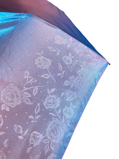 Blue Iridescent Folding Umbrella | Unique Gift Waterproof Sun Protection