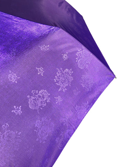 Compact Purple Iridescent Umbrella | Safety Sliding Cap | St. Crawford Collection