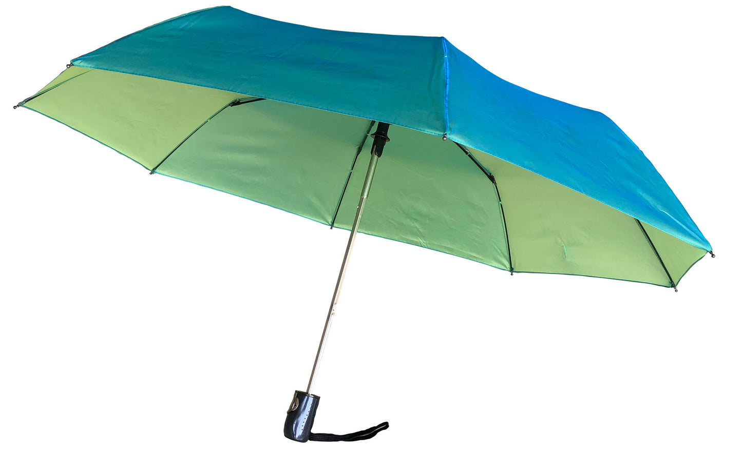 Striking Blue Green Iridescent Compact Umbrella | St. Crawford Semi-Auto