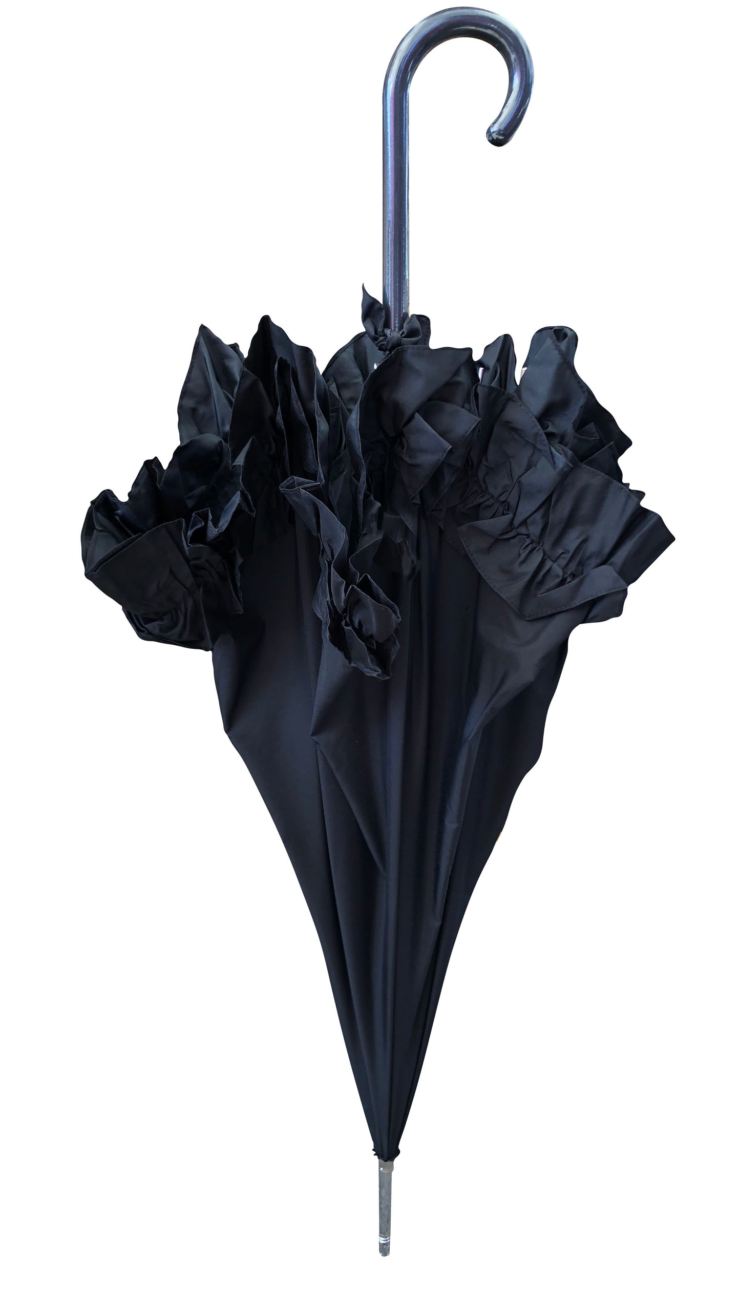 Black Ruffle Lady Pagoda | Retro Style | Dome Shaped Umbrella/Parasol | Waterproof