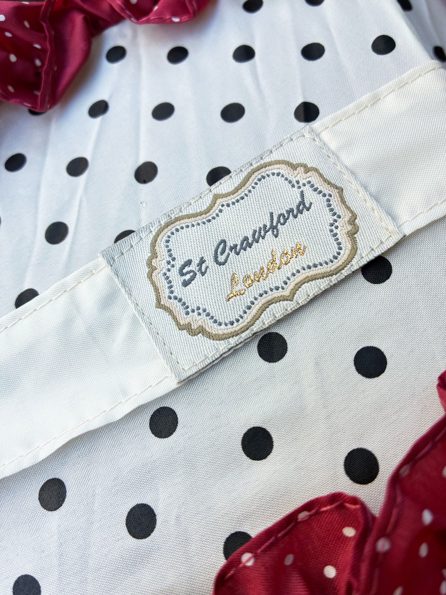 Burgundy Rose Design | Double Frill | Stripes and Polka Dots
