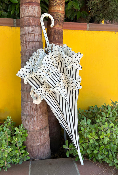 Paraguas de lunares y rayas con volantes | Parasol - Impermeable