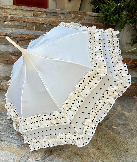Sombrilla con lunares y volantes | Toldo con forma de pagoda | Garantía de un año