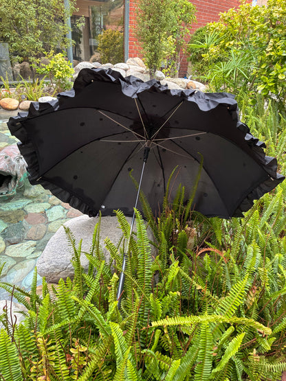 Margot Black Pearls and Ruffles Umbrella | Lisbeth Dahl European Pagoda