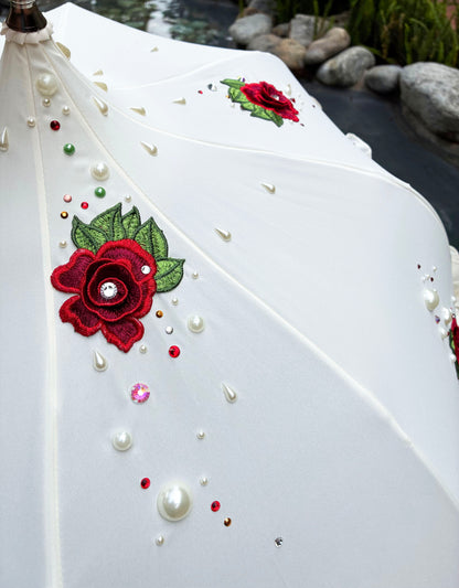 Clara Vintage Rose Romance and Pearls  | Made-to-Order | 100% waterproof