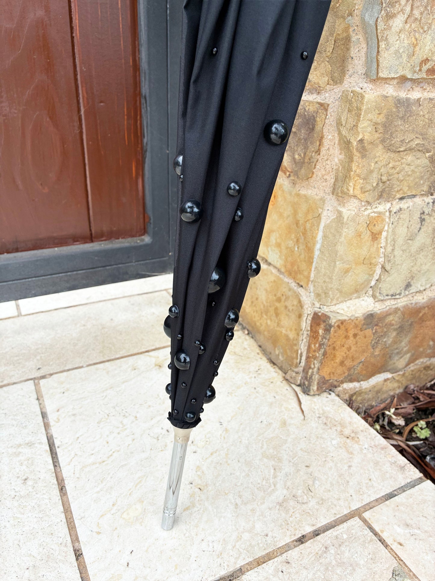 Margot Black Pearls and Ruffles Umbrella | Lisbeth Dahl European Pagoda