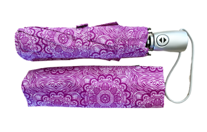 Fuchsia Bloom Compact Umbrella |  Auto Open | 2-Step Closing System
