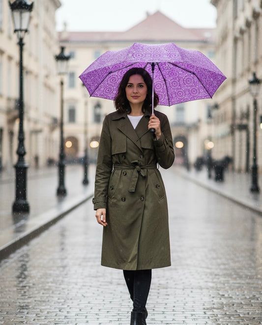 Fuchsia Bloom Compact Umbrella |  Auto Open | 2-Step Closing System