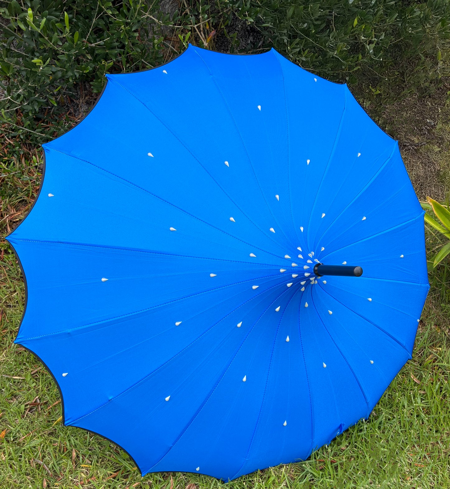 Iris Cobalt Pagoda Umbrella | Teardrop Pearls | Waterproof