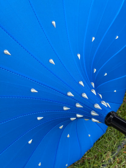 Iris Cobalt Pagoda Umbrella | Teardrop Pearls | Waterproof