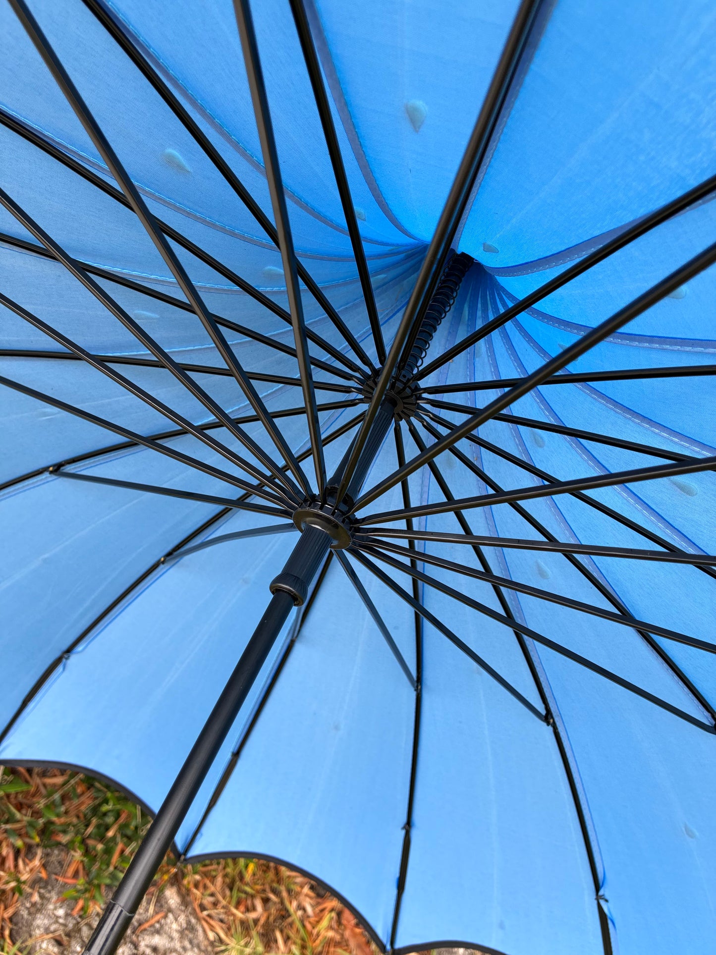 Iris Cobalt Pagoda Umbrella | Teardrop Pearls | Waterproof