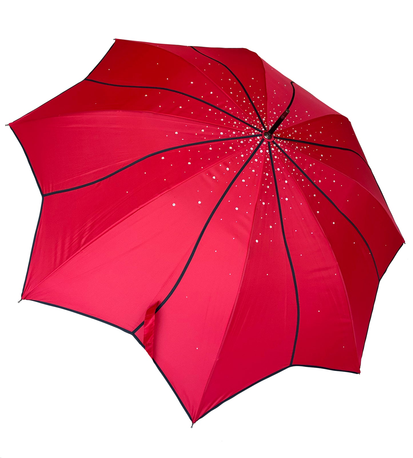Ruby Swirl Umbrella | Hand Decorated with 400+ Clear and AB Rhinestones