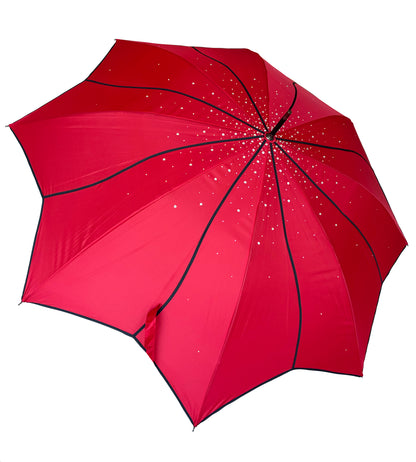 Ruby Swirl Umbrella | Hand Decorated with 400+ Clear and AB Rhinestones
