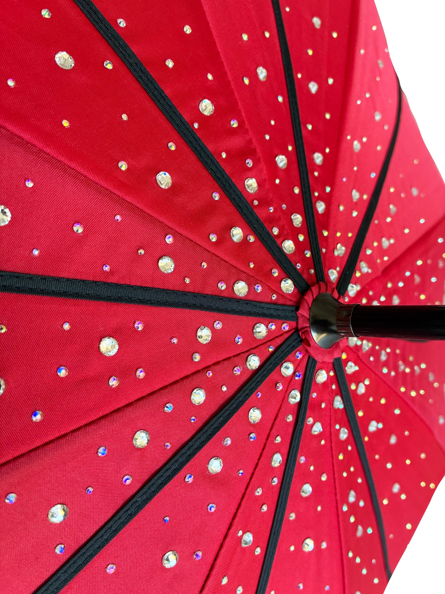Ruby Swirl Umbrella | Hand Decorated with 400+ Clear and AB Rhinestones