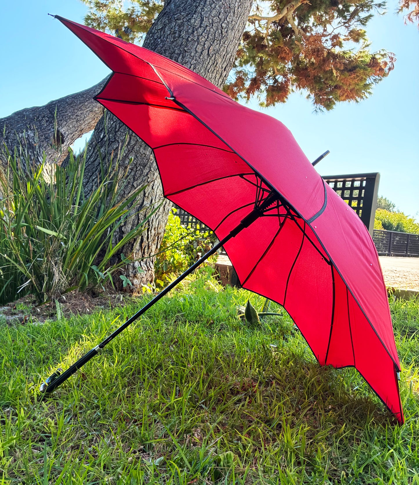 Ruby Swirl Umbrella | Hand Decorated with 400+ Clear and AB Rhinestones