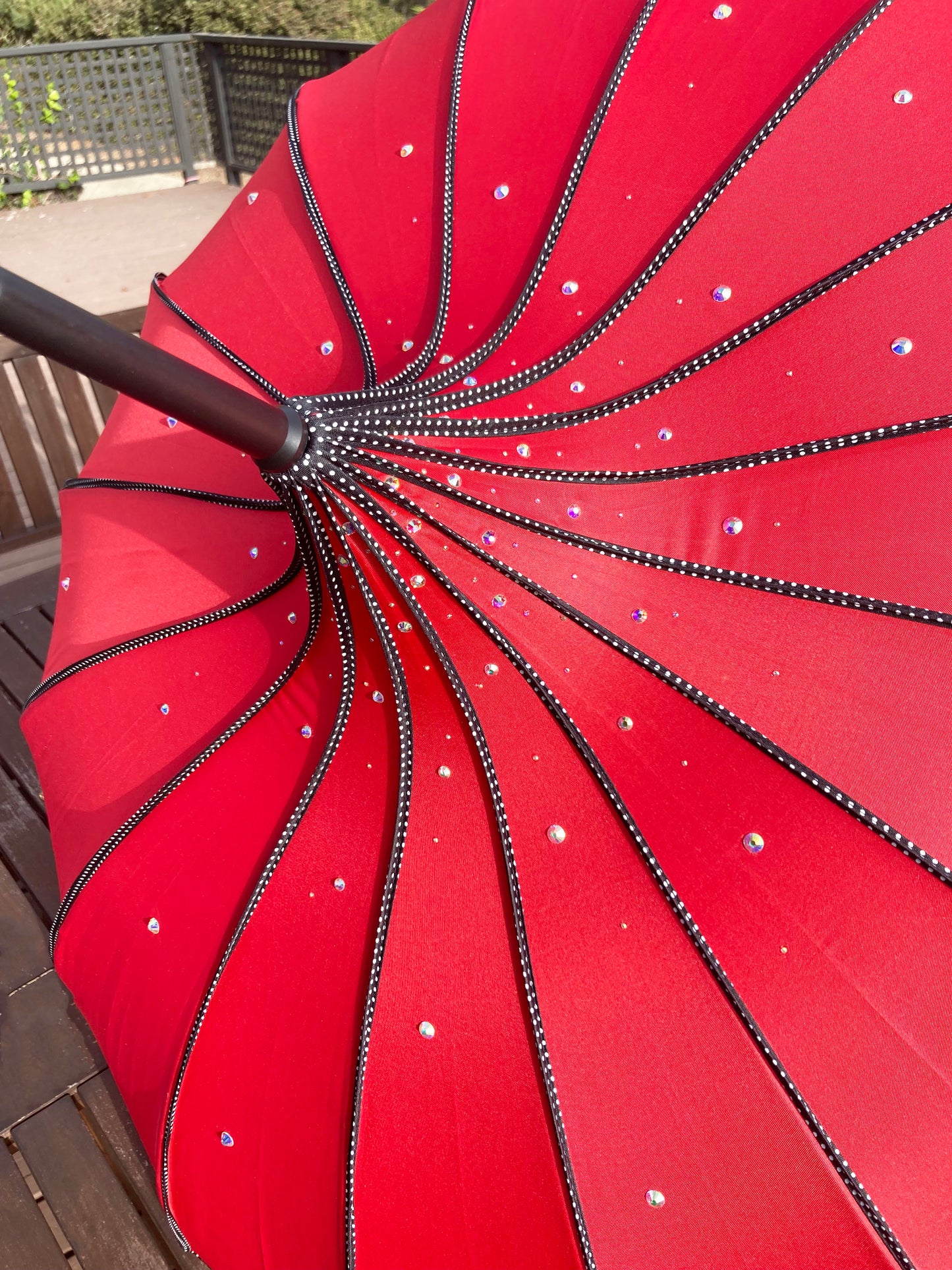 Las Vegas Red Pagoda Umbrella | AB Rhinestones | Waterproof and Shade