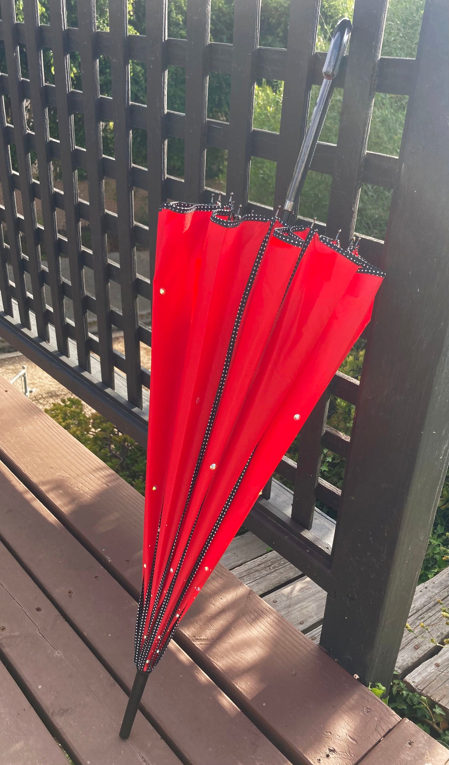 Las Vegas Red Pagoda Umbrella | AB Rhinestones | Waterproof and Shade