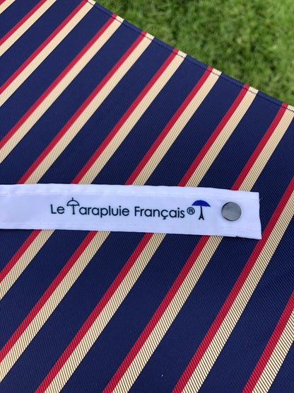 Paraguas de rayas con mango color avellana | Lujo para el día a día, hecho en Francia | Envío gratuito