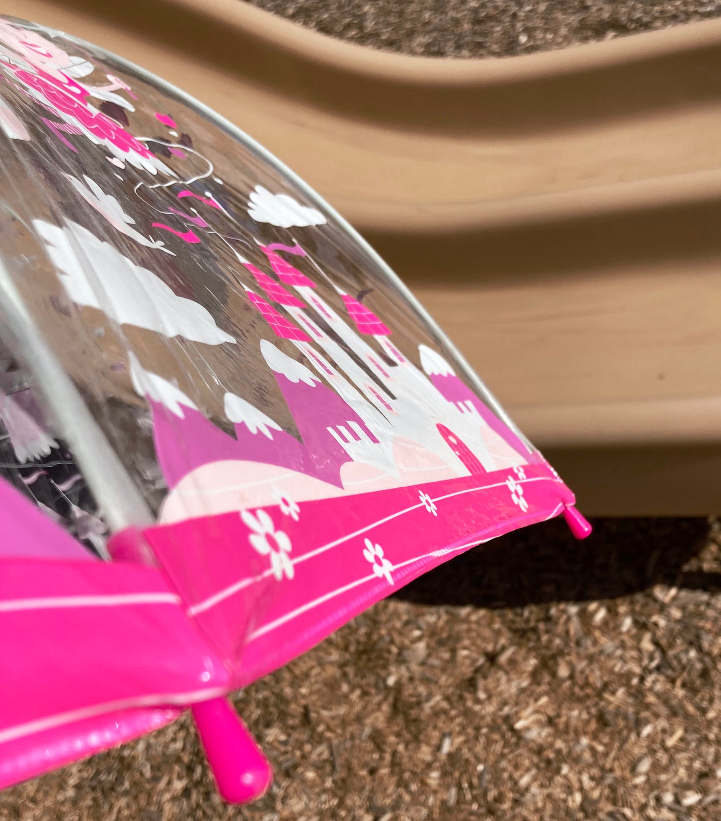 Paraguas transparente Bugzz® con diseño de unicornio y hadas | Accesorio para lluvia con burbujas de color rosa para niña | Varillas flexibles de fibra de vidrio
