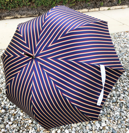 Man Stripes Umbrella Hazelnut Handle | Everyday Luxury Made in France | Free Shipping