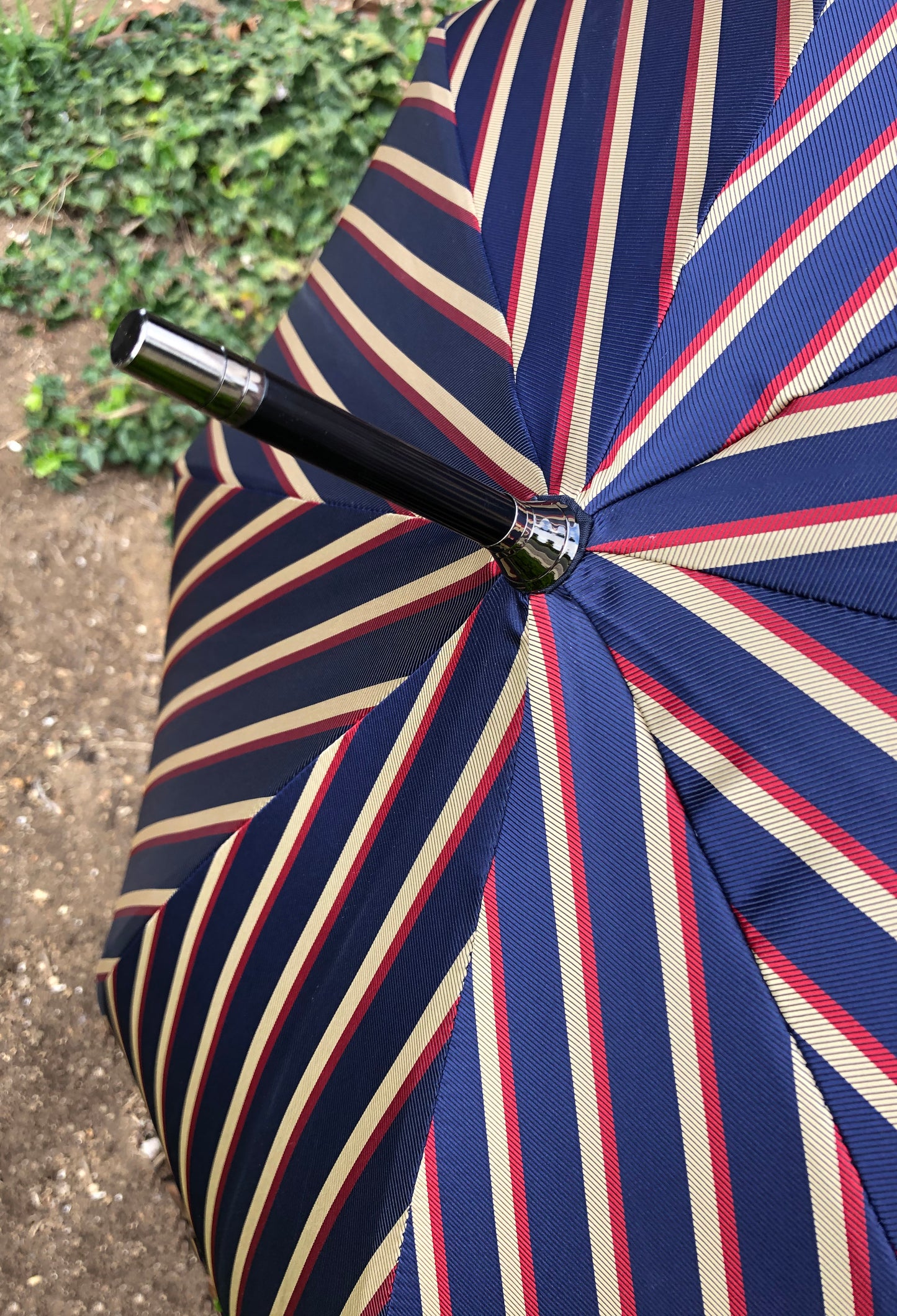 Man Stripes Umbrella Hazelnut Handle | Everyday Luxury Made in France | Free Shipping