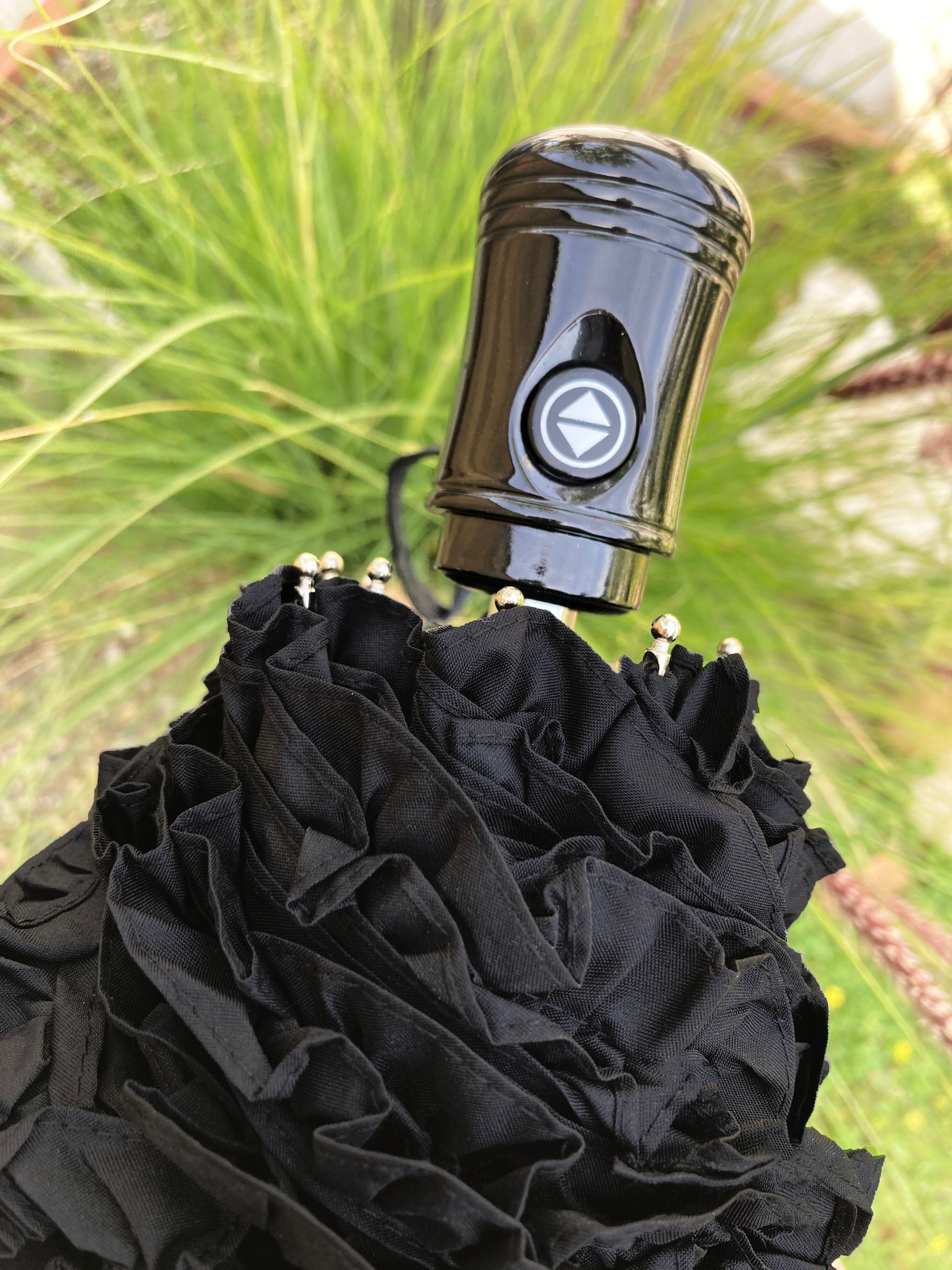 Lisbeth Dahl black folding Umbrella with ruffles | Automatic