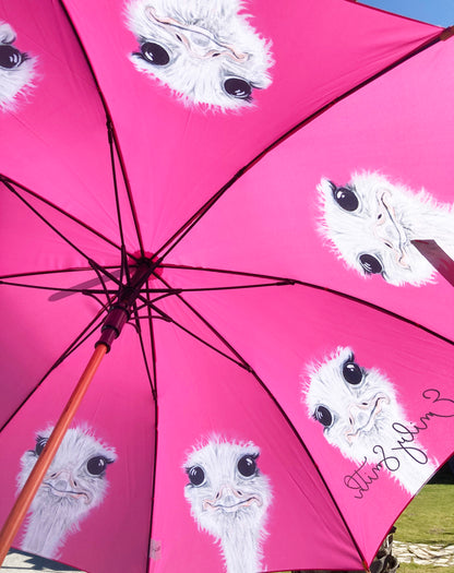 Ostrich Hot Pink Umbrella | Emily Smith Designs UK