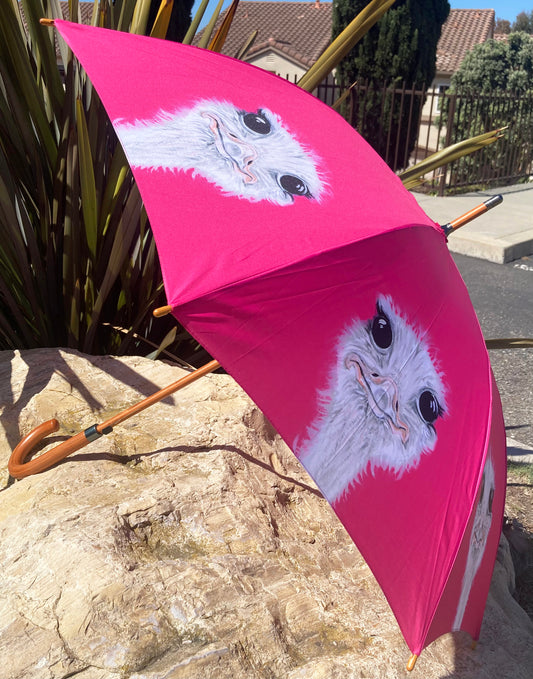 Ostrich Hot Pink Umbrella | Emily Smith Designs UK