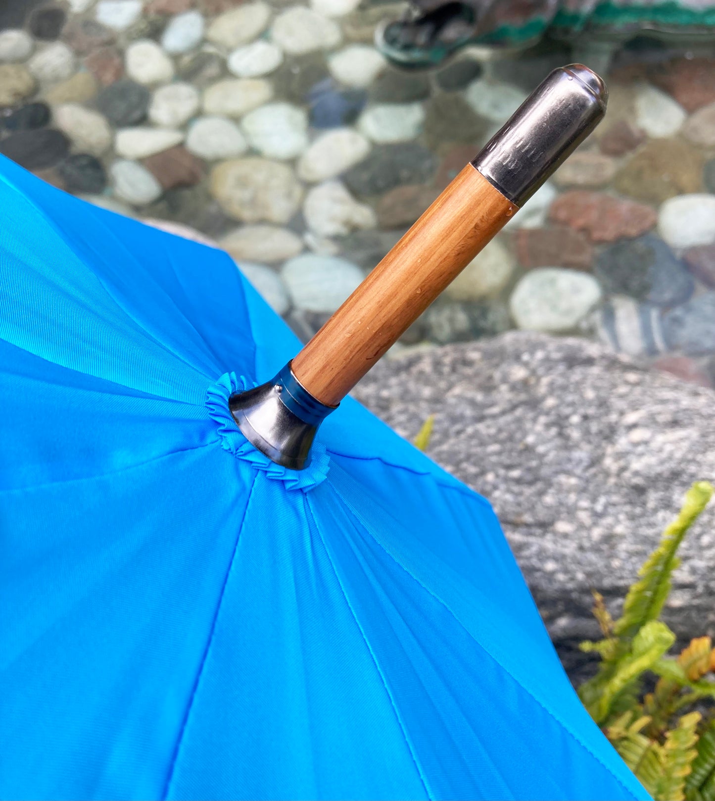Flamingo Umbrella by Emily Smith England | Flossy and Amber Blue and Pink Design
