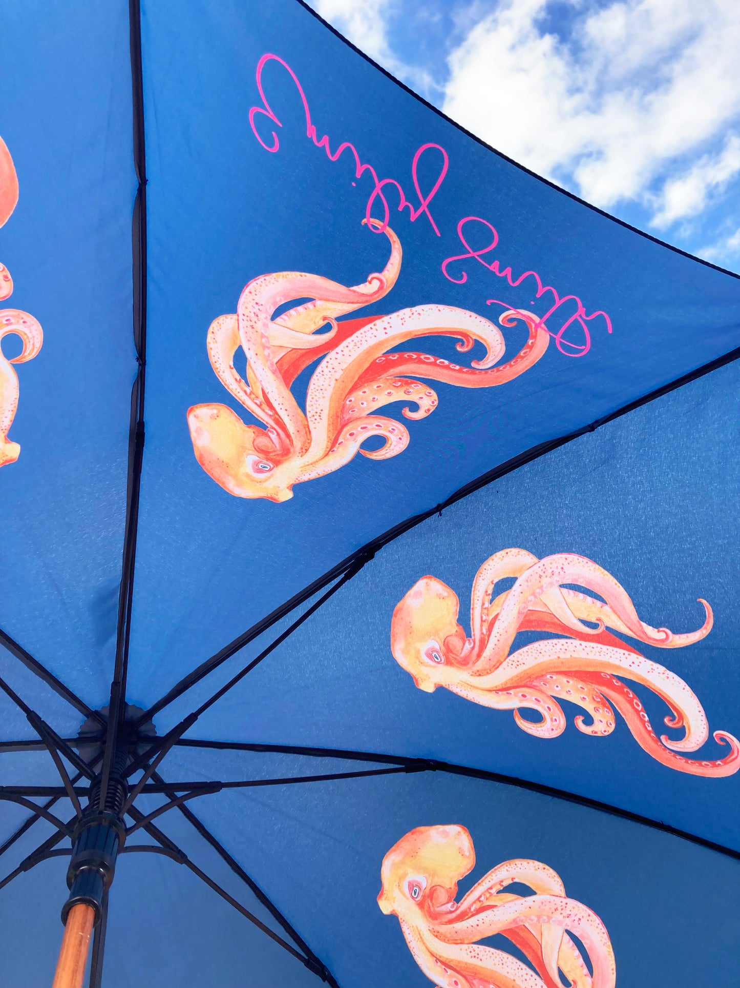 Oscar The Squid by Emily Smith | Navy and Orange Sea Life Design