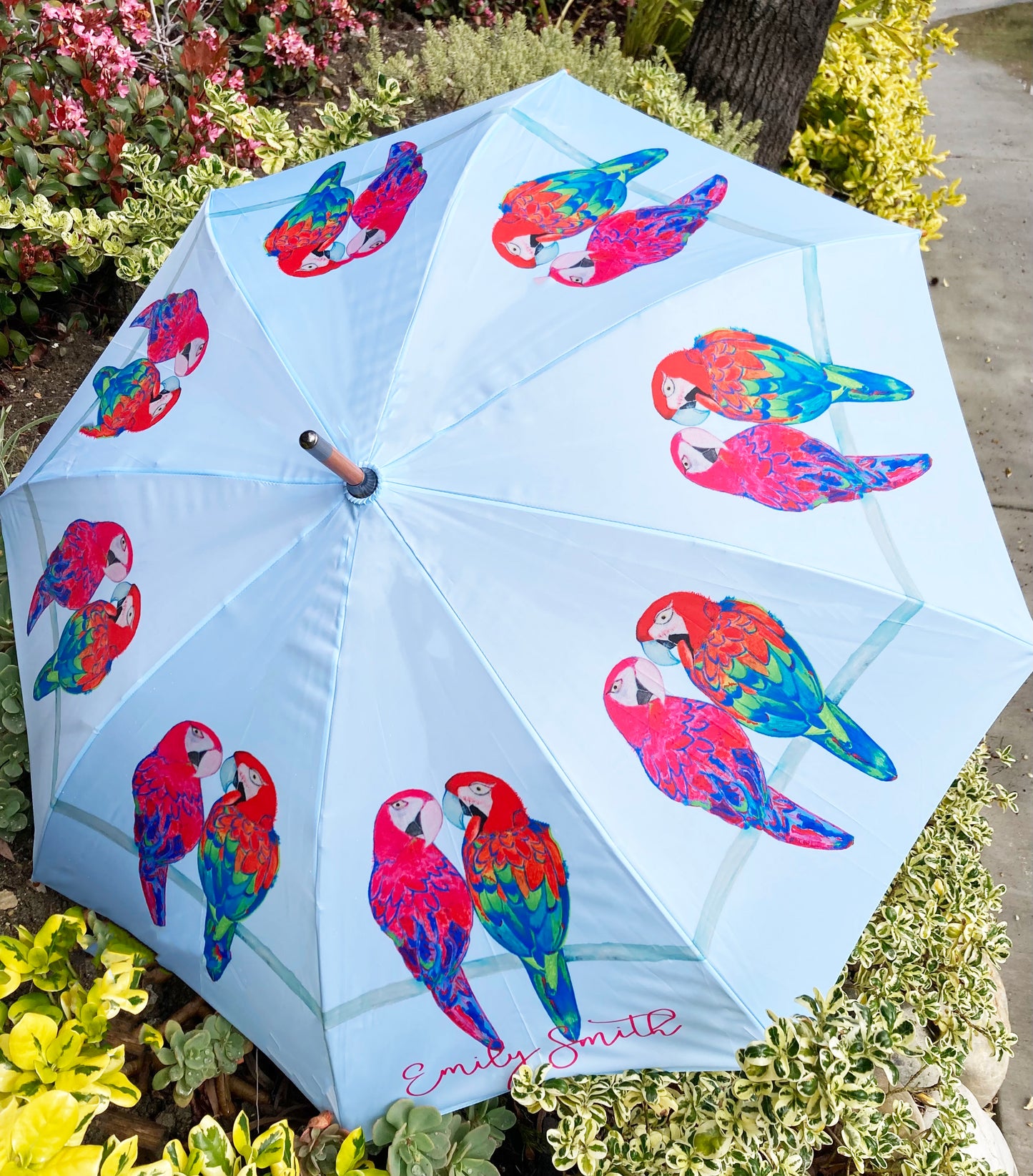 Percy and Penelope Umbrella | Macaw Designs by Emily Smith