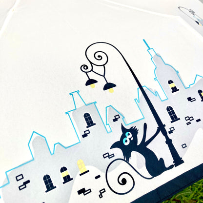Paraguas plegable Parisian Cats | Varillas reforzadas resistentes | Apertura automática | Sistema de cierre en 2 pasos