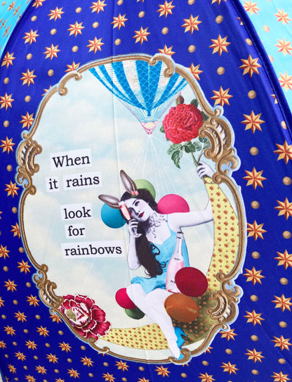 Darling Divas Umbrella Collection | 1920s Vintage Style | "Moons and Stars" | Semi-Automatic | One Year Warranty.